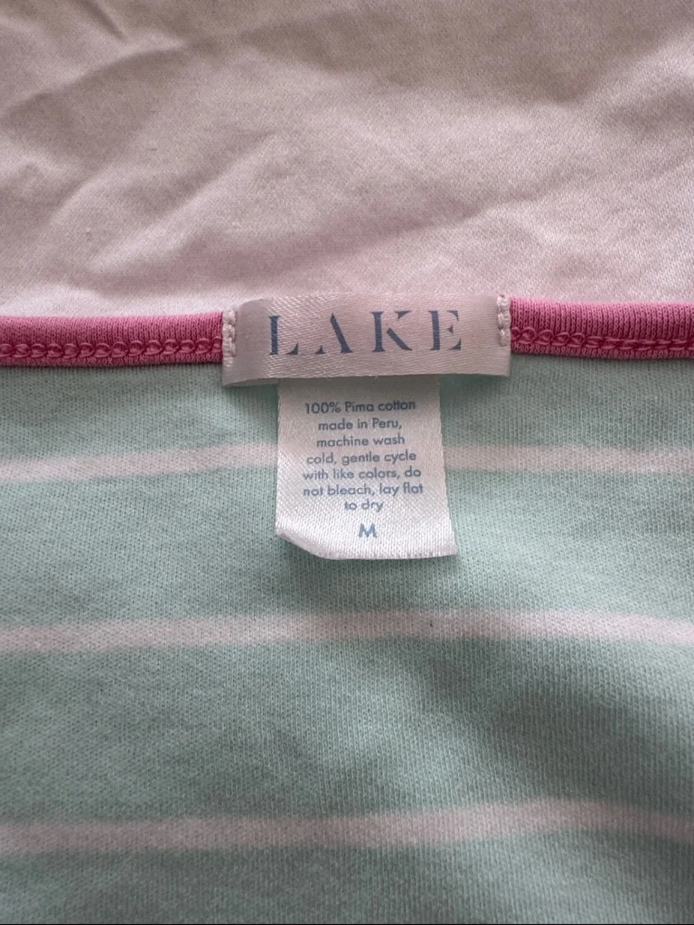 LAKE Mint Green Striped Tank & Short Pajama Set with Pink Trim - Picture 2 of 3